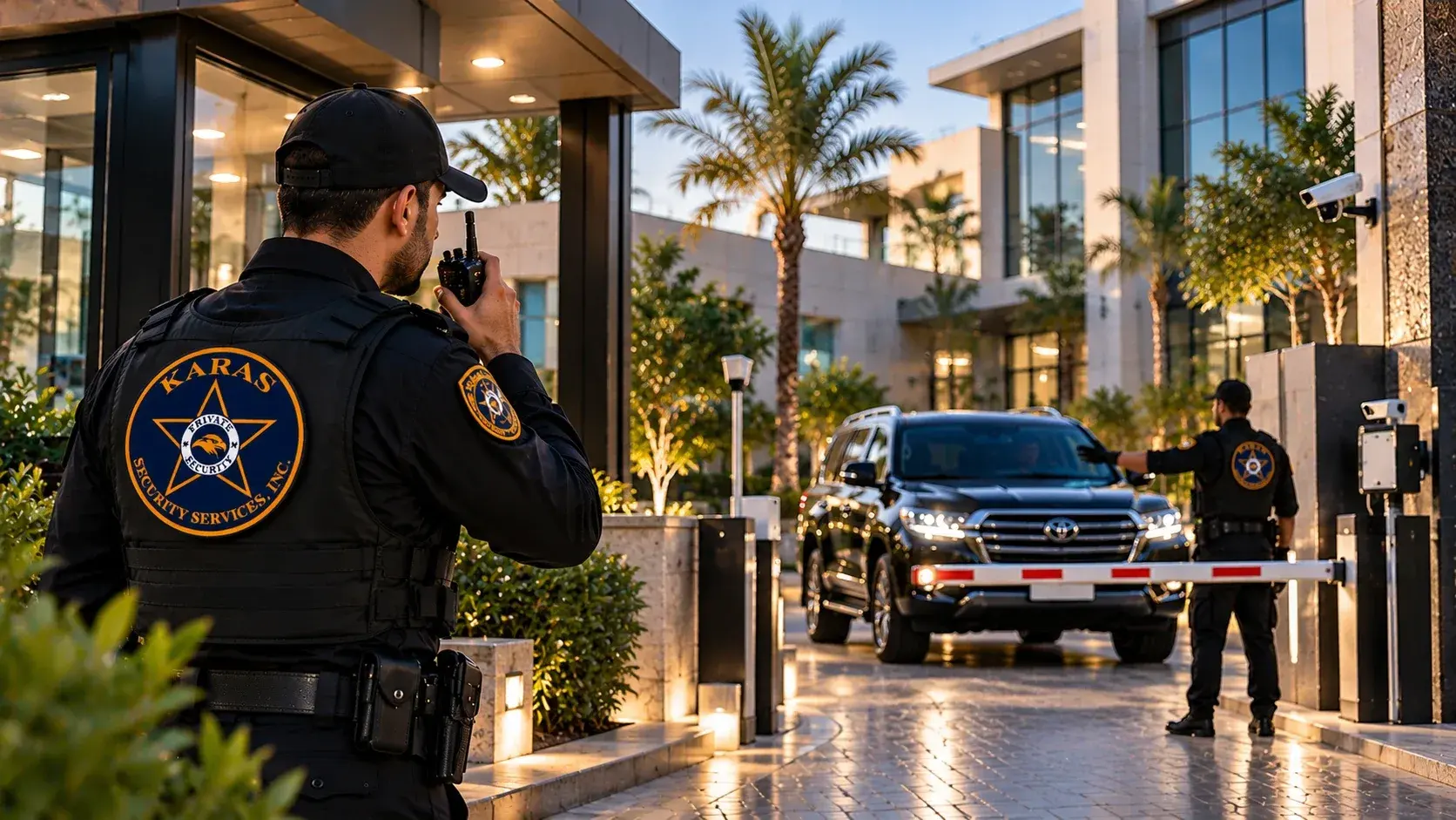 KARAS officers directing a vehicle at a property entrance