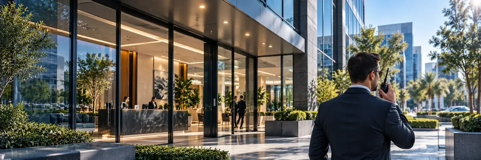 A KARAS officer outside a Los Angeles office building