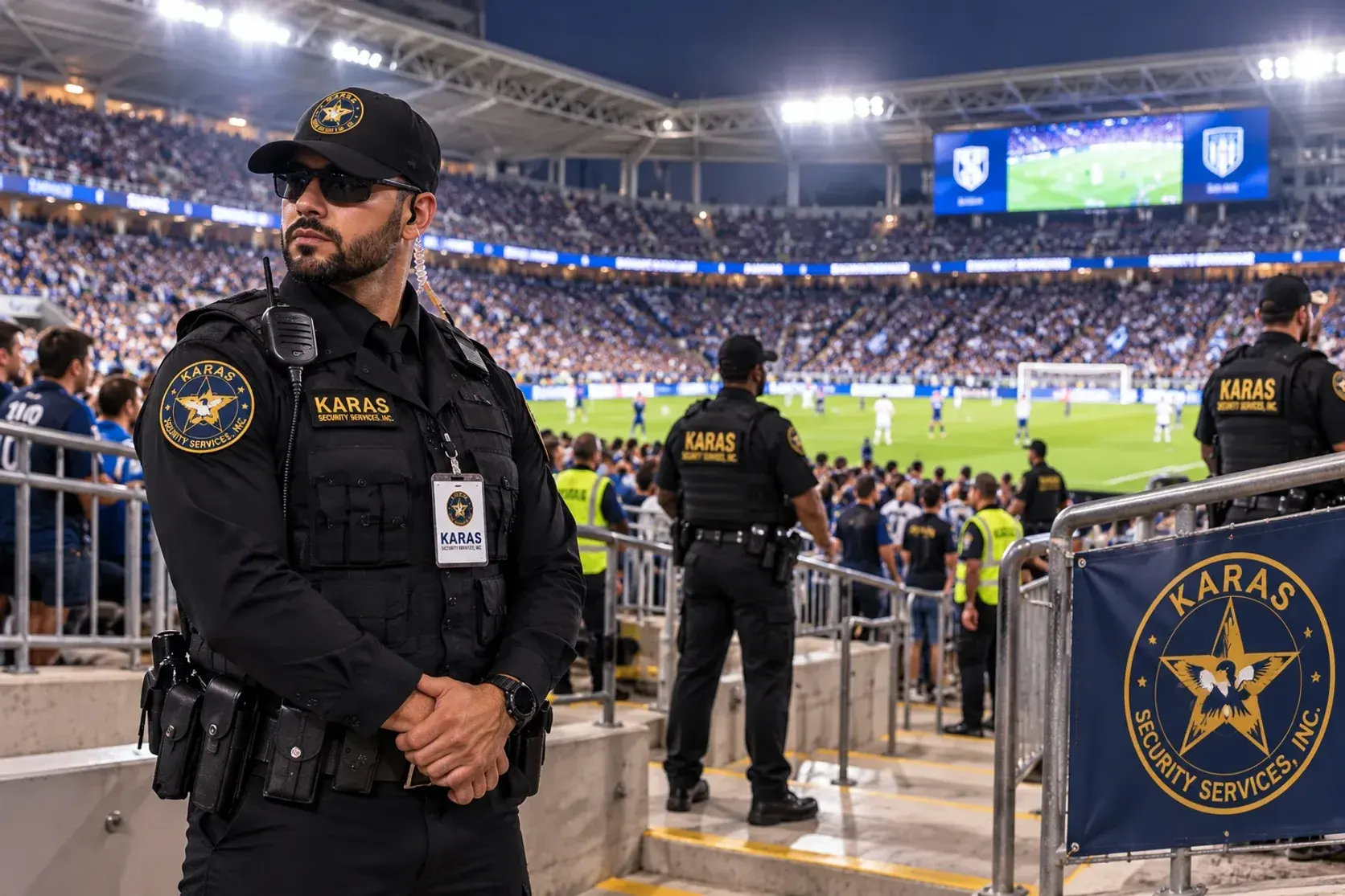 KARAS officers watching the crowd at a stadium event