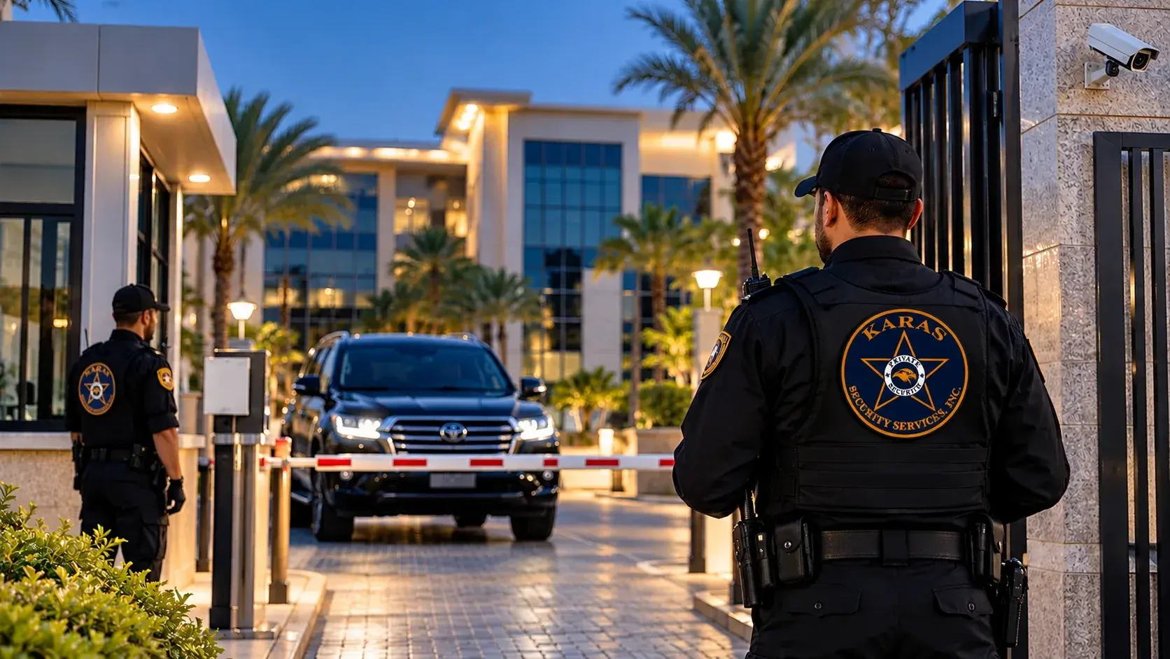 KARAS security officer at the gate of a Los Angeles property