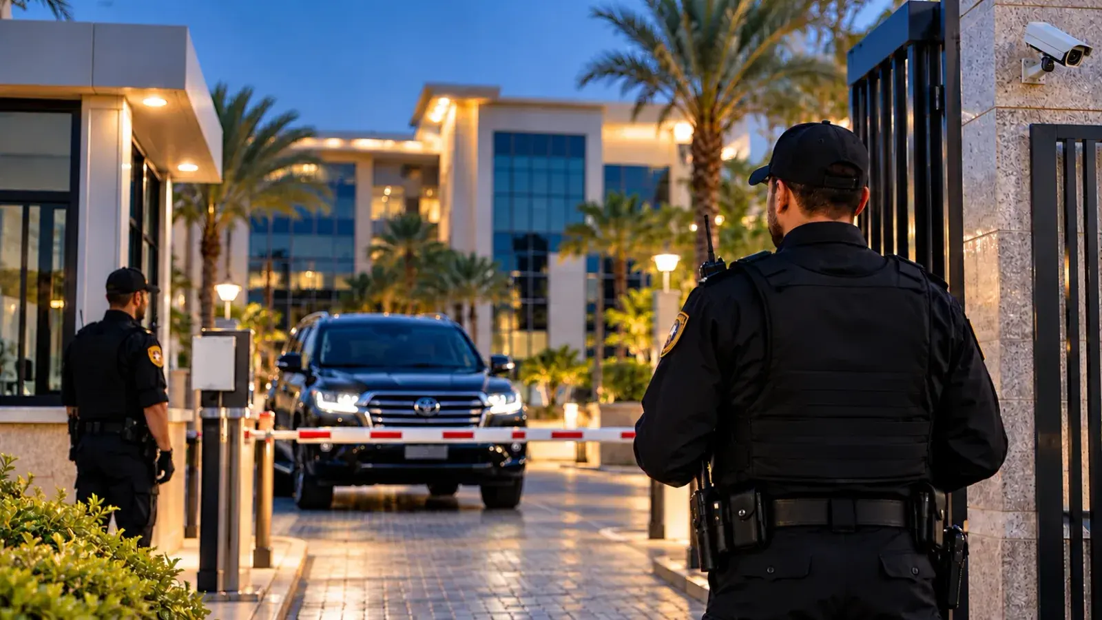 KARAS security officer at the gate of a Los Angeles property